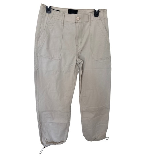 White House Black Market Crop Pants Drawstring Beige Casual Womens - Picture 1 of 4